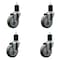 Service Caster 4'' SS Gray Poly Wheel Swivel 1-3/4'' Expanding Stem Caster Set, 4PK SCC-SSEX20S414-PPUB-134-4 - alternate 1